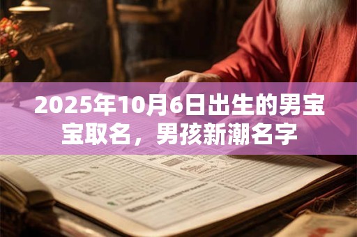 2025年10月6日出生的男宝宝取名，男孩新潮名字