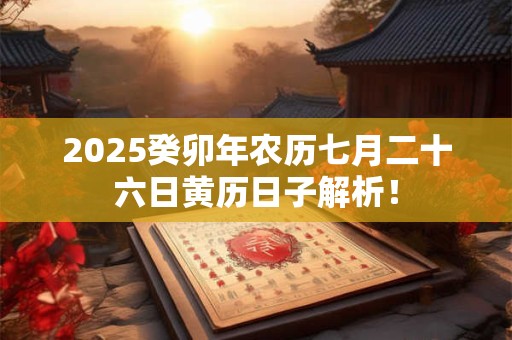 2025癸卯年农历七月二十六日黄历日子解析！