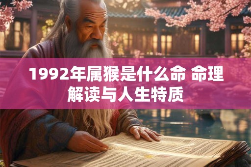 1992年属猴是什么命 命理解读与人生特质
