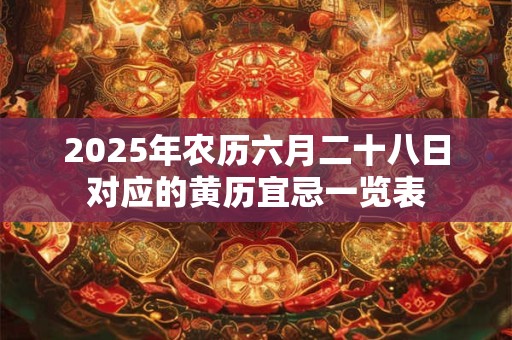 2025年农历六月二十八日对应的黄历宜忌一览表