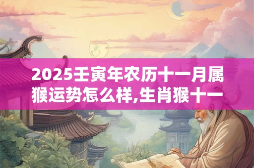 2025壬寅年农历十一月属猴运势怎么样,生肖猴十一月运势预测
