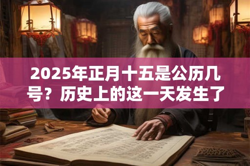 详细阅读:2025年正月十五是公历几号?历史上的这一天发生了什么 2025年正月十五是公历几号?历史上的这一天发生了什么
