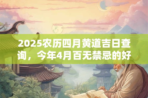 2025农历四月黄道吉日查询，今年4月百无禁忌的好日子