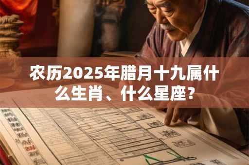 农历2025年腊月十九属什么生肖、什么星座? 农历2025年腊月十九属什么生肖、什么星座?