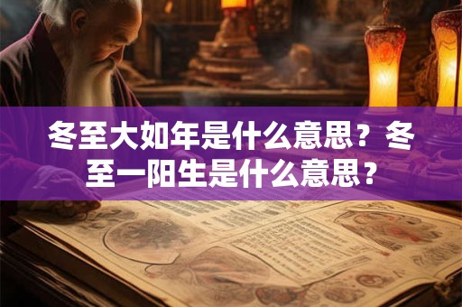 冬至大如年是什么意思？冬至一阳生是什么意思？