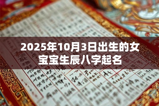 2025年10月3日出生的女宝宝生辰八字起名