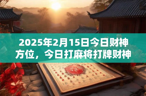 2025年2月15日今日财神方位，今日打麻将打牌财神方位