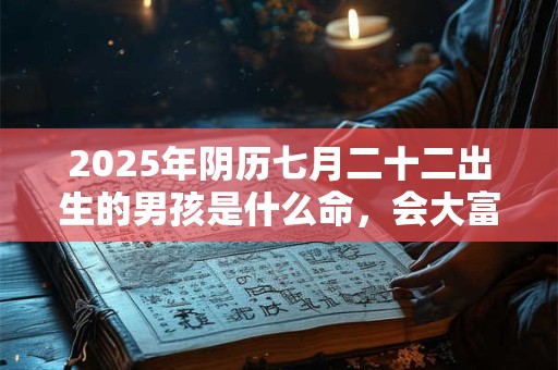 详细阅读:2025年阴历七月二十二出生的男孩是什么命,会大富大贵吗? 2025年阴历七月二十二出生的男孩是什么命,会大富大贵吗?