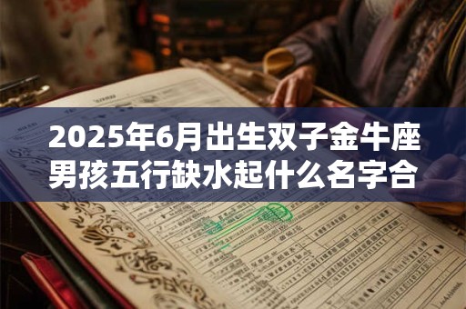 2025年6月出生双子金牛座男孩五行缺水起什么名字合适？