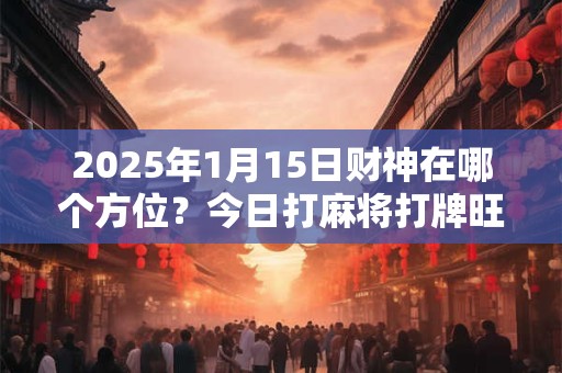 详细阅读:2025年1月15日财神在哪个方位?今日打麻将打牌旺运方位 2025年1月15日财神在哪个方位?今日打麻将打牌旺运方位