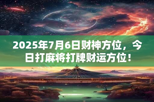 2025年7月6日财神方位，今日打麻将打牌财运方位！
