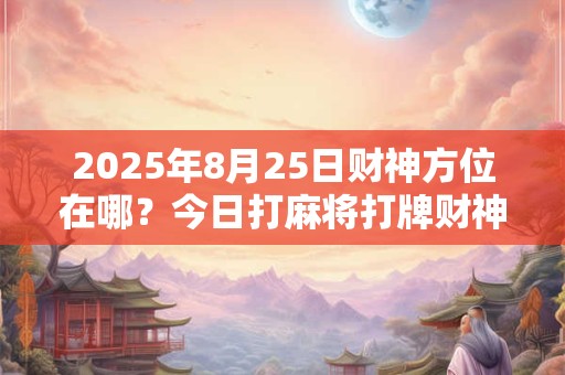 详细阅读:2025年8月25日财神方位在哪?今日打麻将打牌财神方位 2025年8月25日财神方位在哪?今日打麻将打牌财神方位