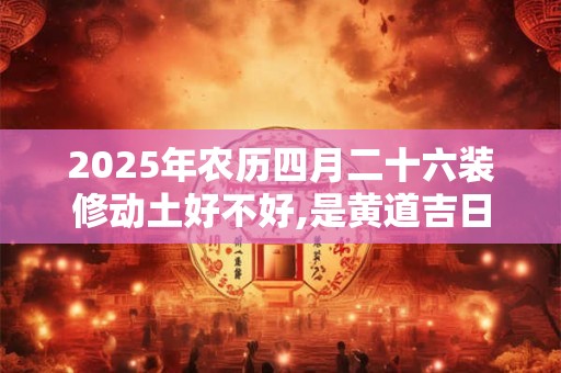 2025年农历四月二十六装修动土好不好,是黄道吉日吗？
