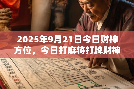 2025年9月21日今日财神方位，今日打麻将打牌财神方位