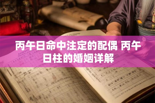 丙午日命中注定的配偶 丙午日柱的婚姻详解