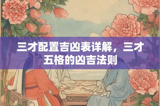 三才配置吉凶表详解，三才五格的凶吉法则