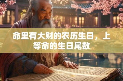 命里有大财的农历生日，上等命的生日尾数