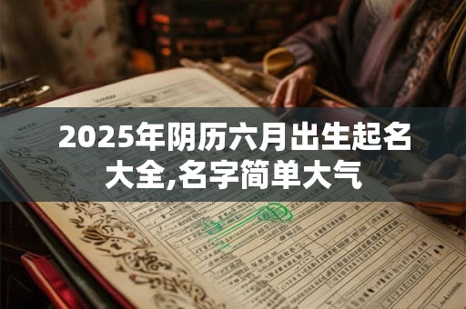 2025年阴历六月出生起名大全,名字简单大气
