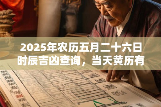 2025年农历五月二十六日时辰吉凶查询，当天黄历有什么宜忌