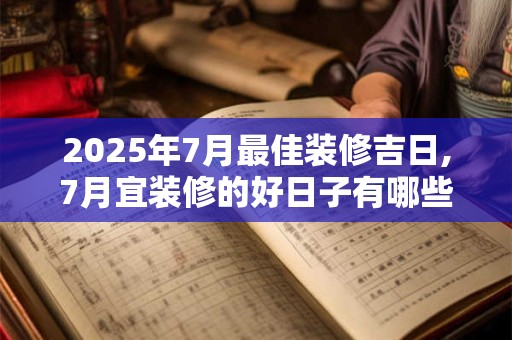 2025年7月最佳装修吉日,7月宜装修的好日子有哪些？