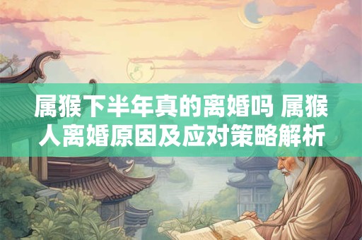 详细阅读:属猴下半年真的离婚吗 属猴人离婚原因及应对策略解析 属猴下半年真的离婚吗 属猴人离婚原因及应对策略解析