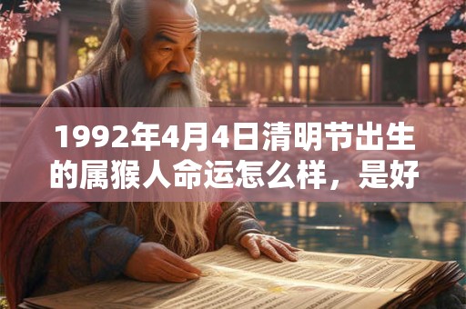 1992年4月4日清明节出生的属猴人命运怎么样，是好是坏？