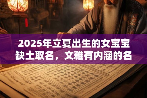 详细阅读:2025年立夏出生的女宝宝缺土取名,文雅有内涵的名字 2025年立夏出生的女宝宝缺土取名,文雅有内涵的名字