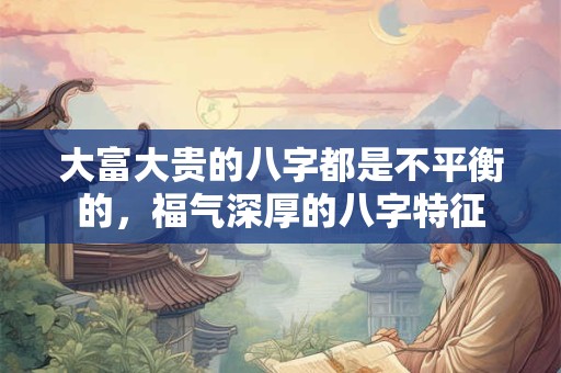 详细阅读:大富大贵的八字都是不平衡的,福气深厚的八字特征 大富大贵的八字都是不平衡的,福气深厚的八字特征