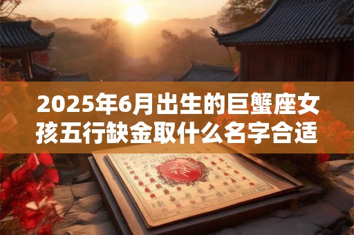 2025年6月出生的巨蟹座女孩五行缺金取什么名字合适？