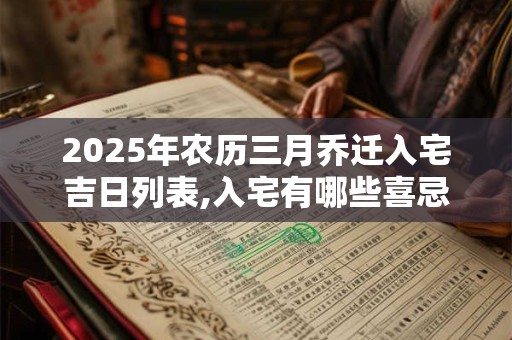 详细阅读:2025年农历三月乔迁入宅吉日列表,入宅有哪些喜忌? 2025年农历三月乔迁入宅吉日列表,入宅有哪些喜忌?
