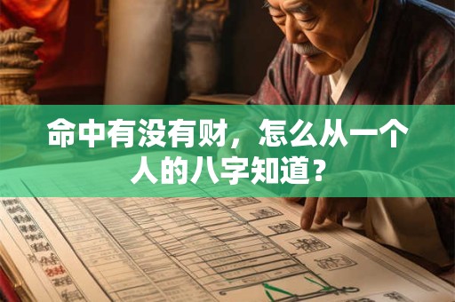 命中有没有财，怎么从一个人的八字知道？