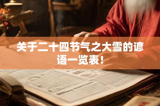 关于二十四节气之大雪的谚语一览表！