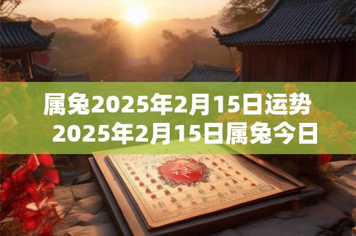 属兔2025年2月15日运势  2025年2月15日属兔今日运势