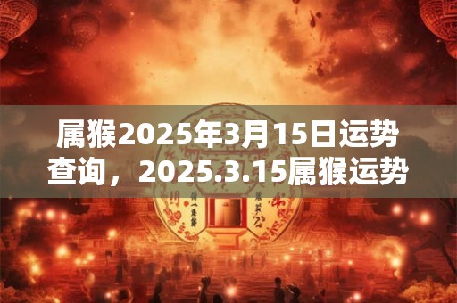 属猴2025年3月15日运势查询，2025.3.15属猴运势分析