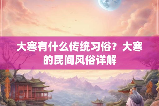 详细阅读:大寒有什么传统习俗?大寒的民间风俗详解 大寒有什么传统习俗?大寒的民间风俗详解