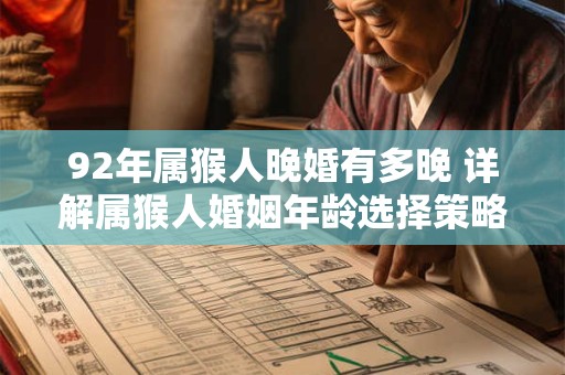 详细阅读:92年属猴人晚婚有多晚 详解属猴人婚姻年龄选择策略 92年属猴人晚婚有多晚 详解属猴人婚姻年龄选择策略