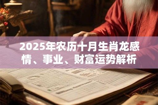 2025年农历十月生肖龙感情、事业、财富运势解析