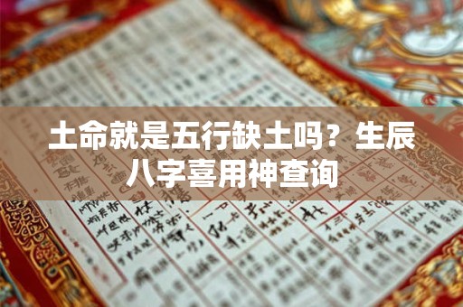 土命就是五行缺土吗？生辰八字喜用神查询