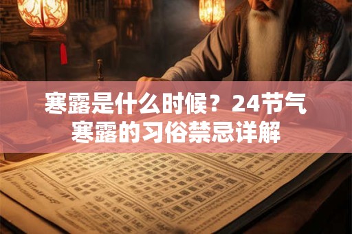 详细阅读:寒露是什么时候?24节气寒露的习俗禁忌详解 寒露是什么时候?24节气寒露的习俗禁忌详解