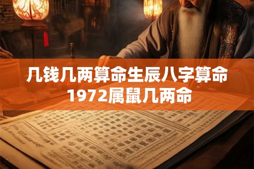 几钱几两算命生辰八字算命 1972属鼠几两命