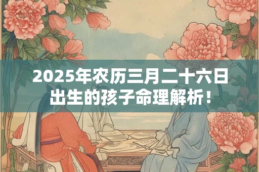 2025年农历三月二十六日出生的孩子命理解析！