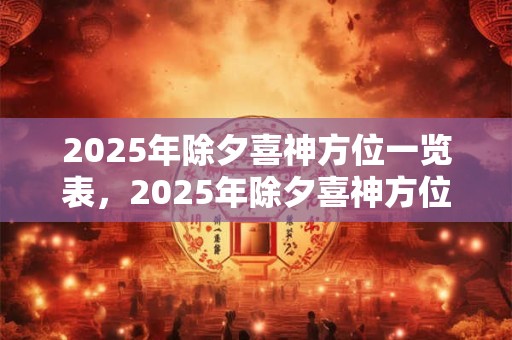 详细阅读:2025年除夕喜神方位一览表,2025年除夕喜神方位时辰变化 2025年除夕喜神方位一览表,2025年除夕喜神方位时辰变化