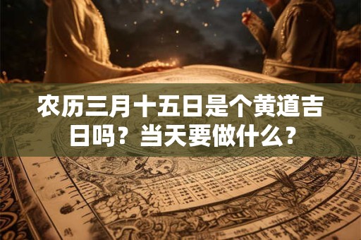 农历三月十五日是个黄道吉日吗？当天要做什么？