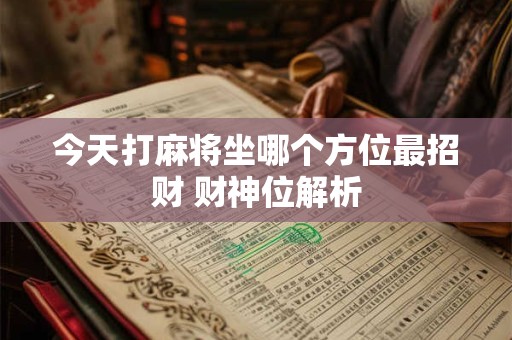 今天打麻将坐哪个方位最招财 财神位解析