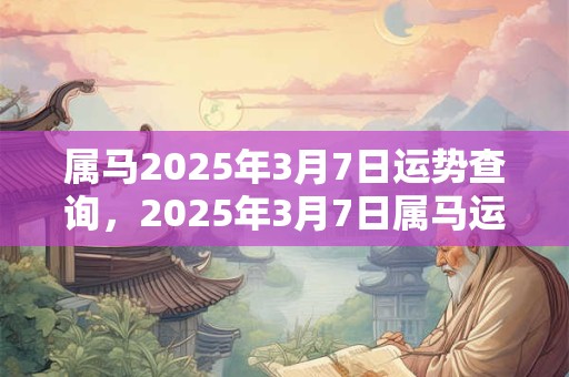 属马2025年3月7日运势查询，2025年3月7日属马运气详解