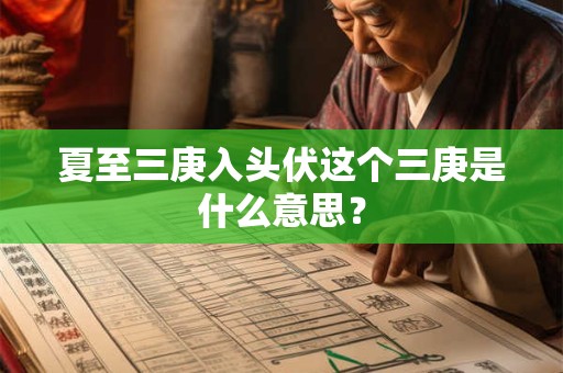 夏至三庚入头伏这个三庚是什么意思？