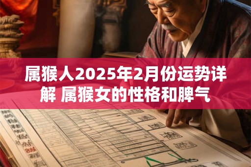 详细阅读:属猴人2025年2月份运势详解 属猴女的性格和脾气 属猴人2025年2月份运势详解 属猴女的性格和脾气