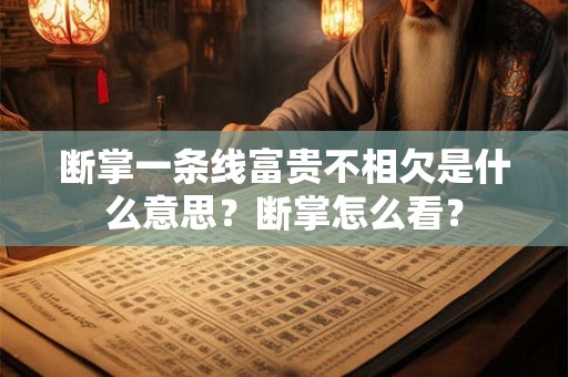 断掌一条线富贵不相欠是什么意思？断掌怎么看？