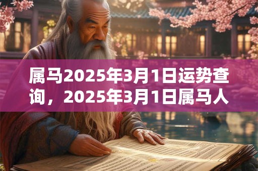 属马2025年3月1日运势查询，2025年3月1日属马人运势好吗？