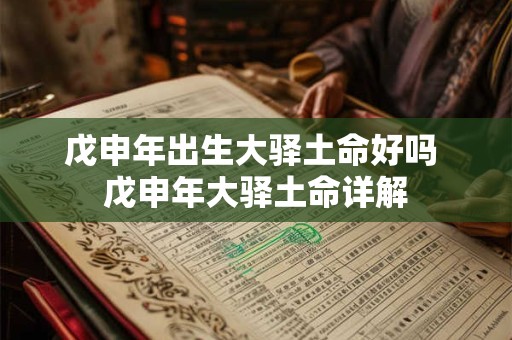 戊申年出生大驿土命好吗 戊申年大驿土命详解